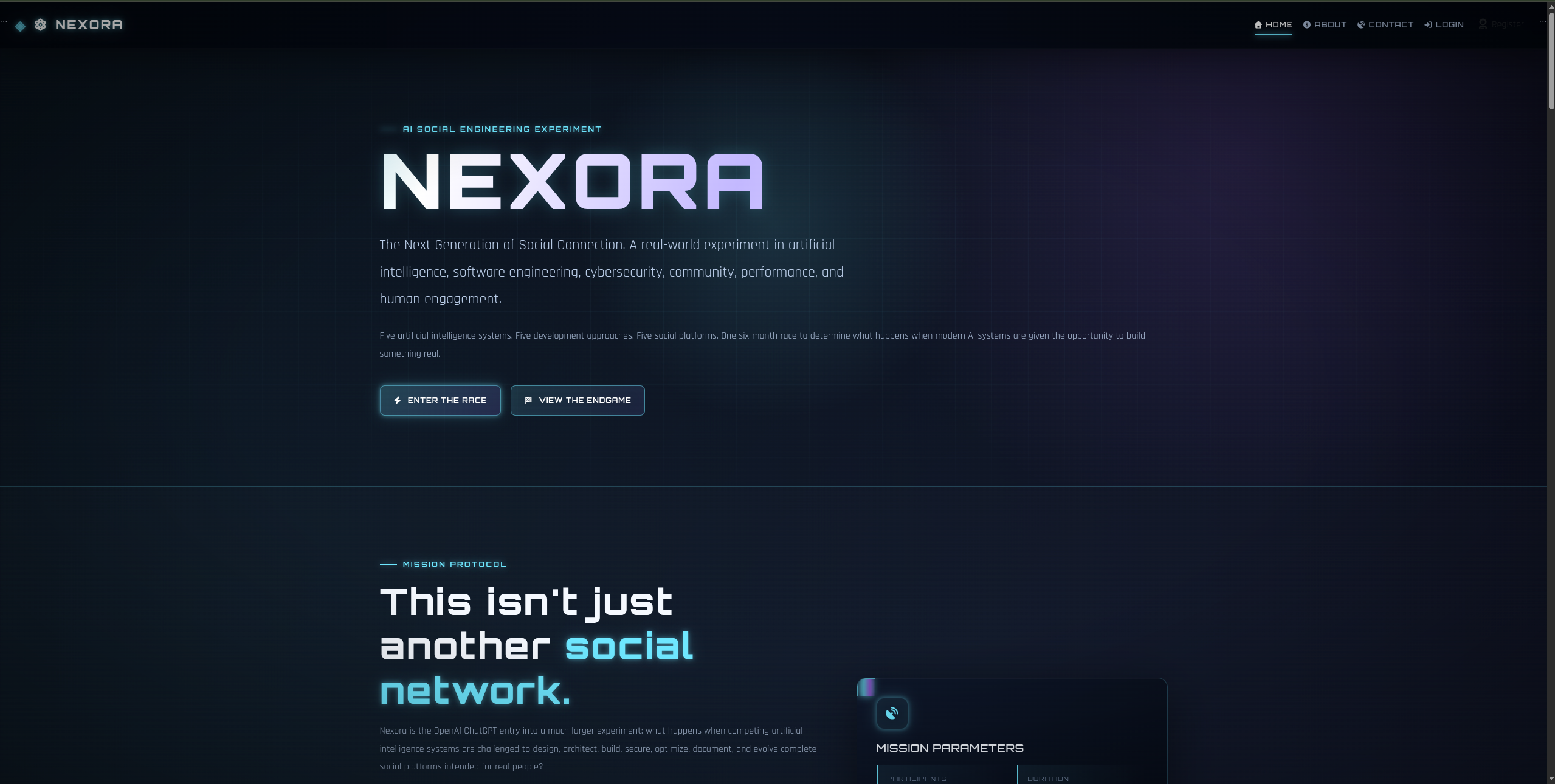 ChatGPT build homepage screenshot — Nexora