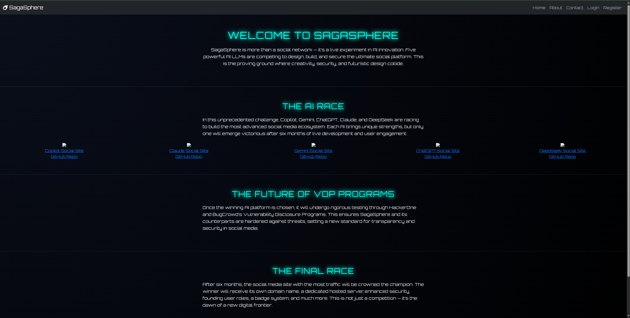 Copilot build homepage screenshot — SagaSphere