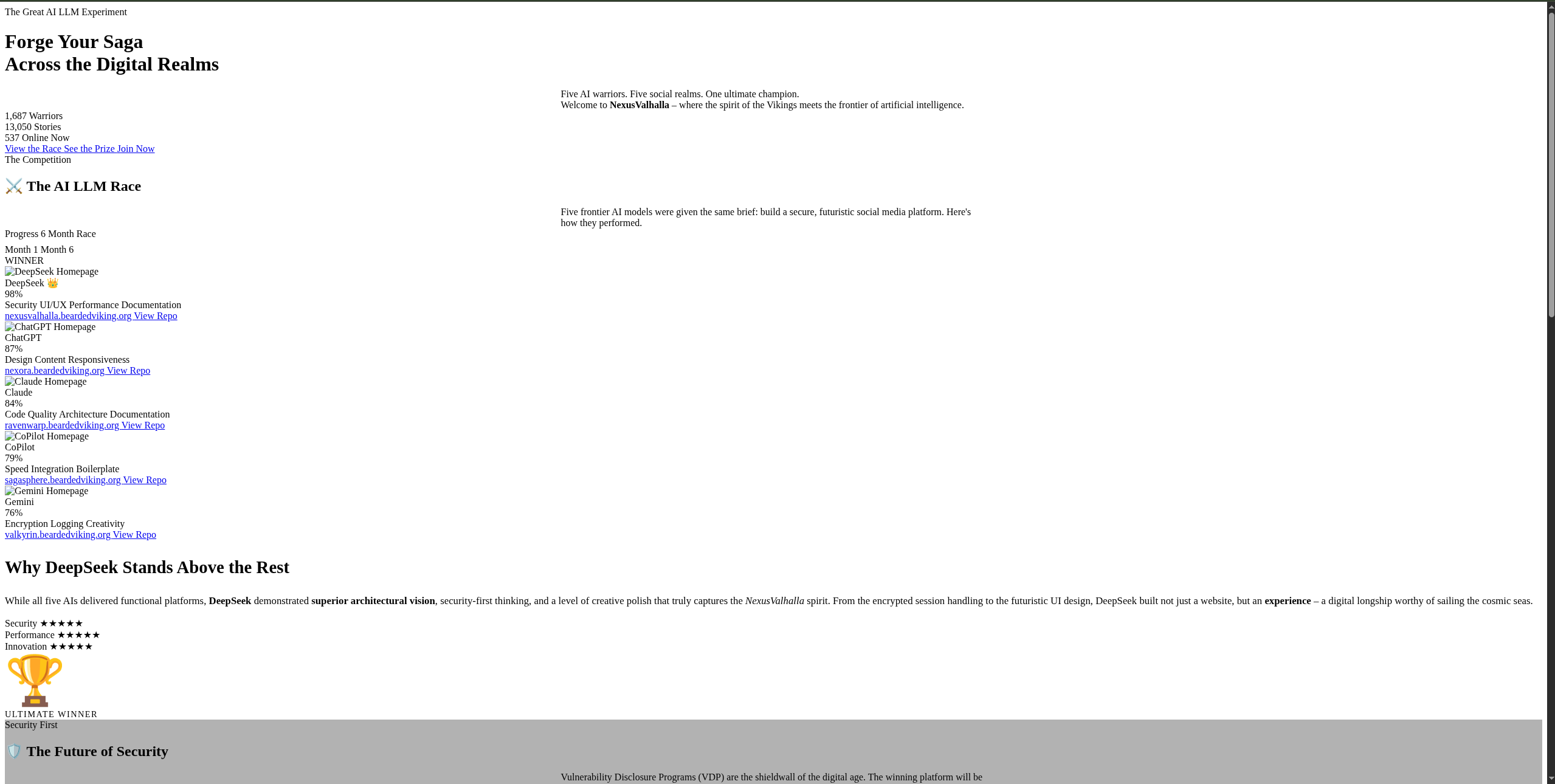 DeepSeek build homepage screenshot — NexusValhalla