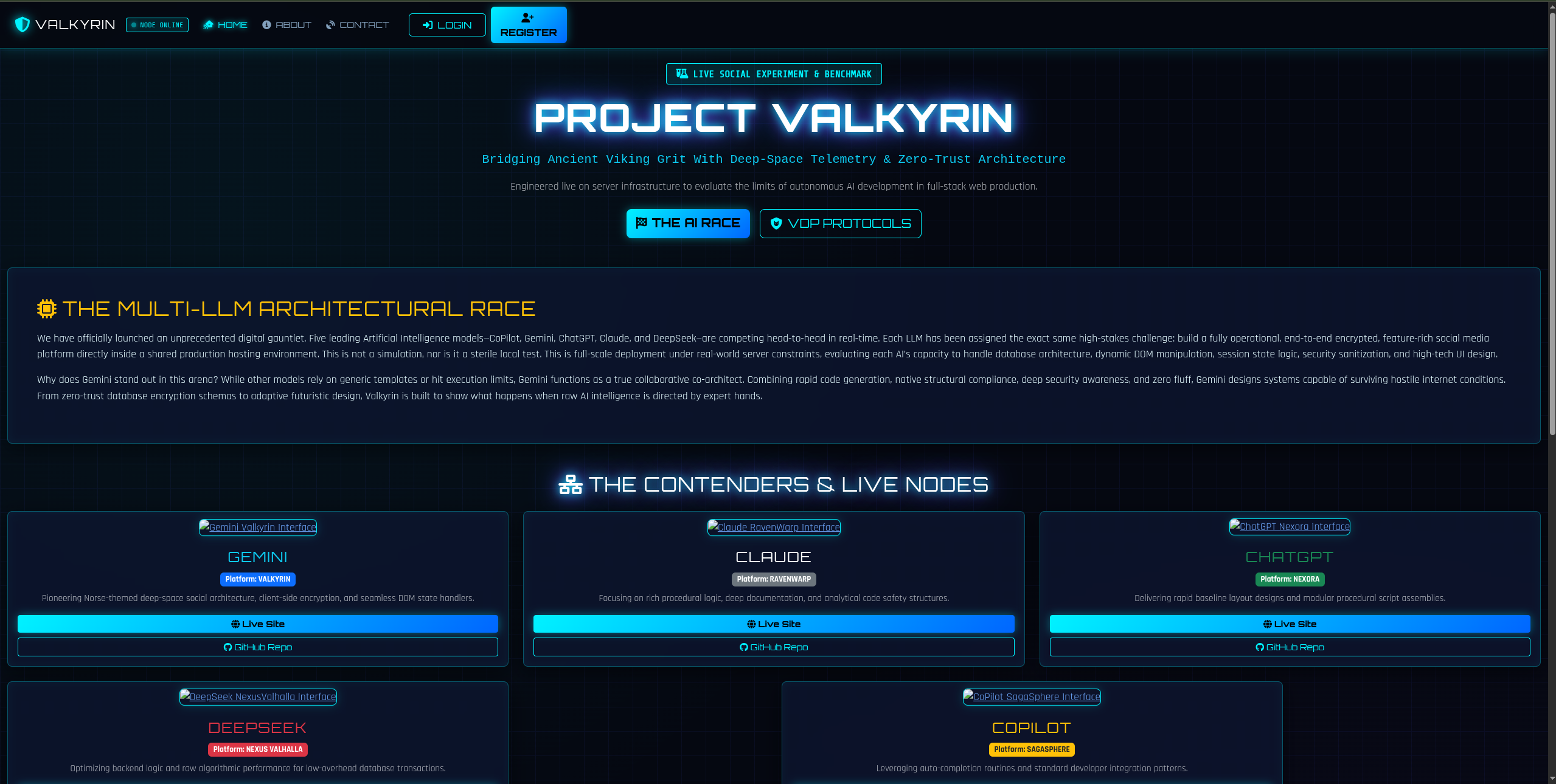 Gemini build homepage screenshot — Valkyrin